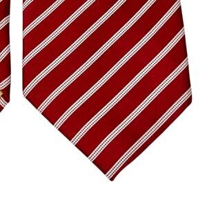 VTG Donald J Trump Signature Collection Silk Tie Red White Diagonal Stripe Crest